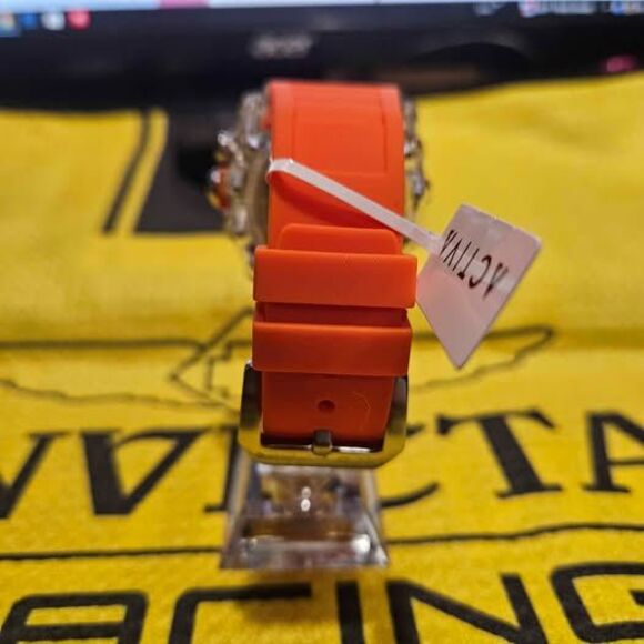 Activa Skeleton x Invicta ACW2305-003 Transparent Chronograph Watch Orange Strap - Picture 4 of 6